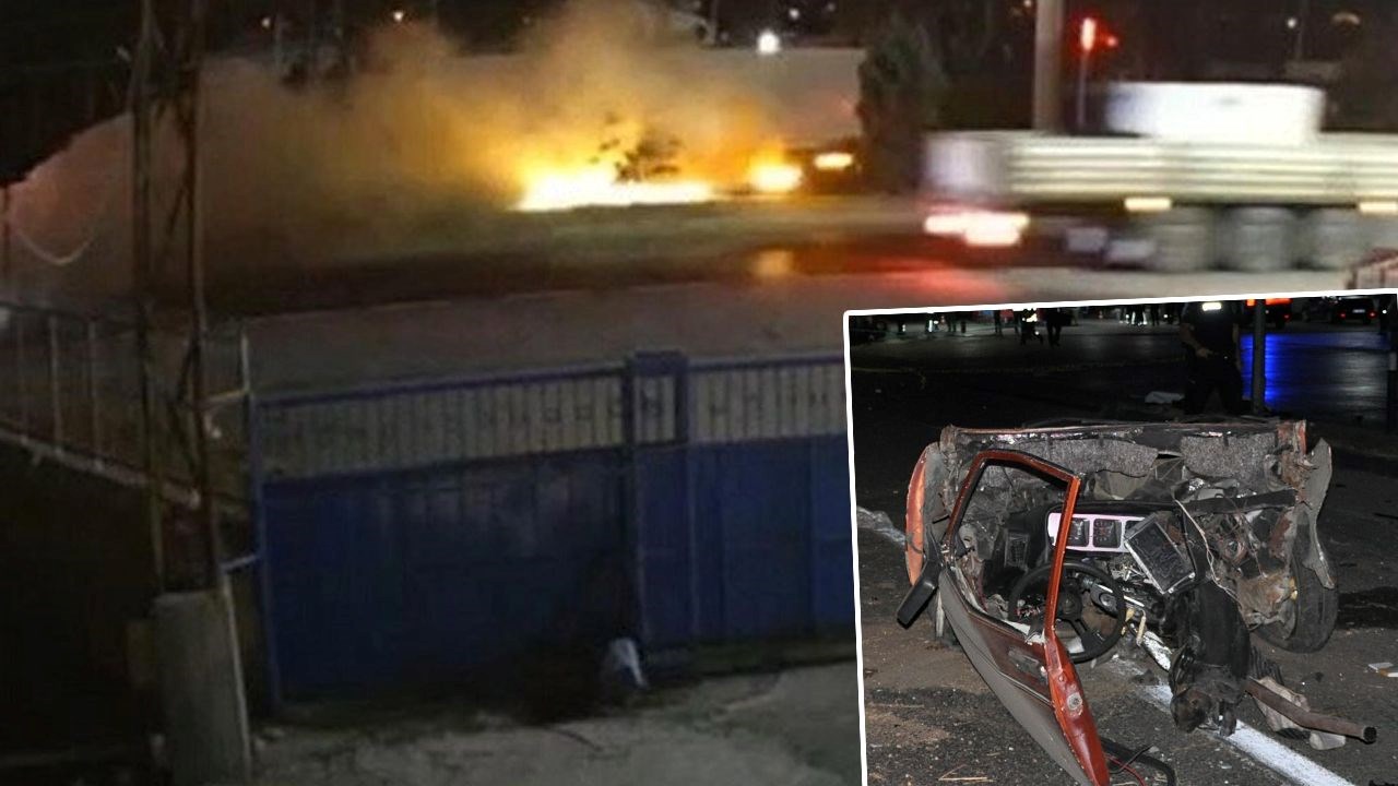 manisada bes kisinin oldugu kaza ani kamerada araba ikiye bolundu yawaZcGa